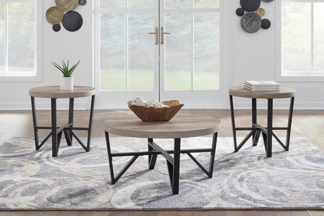 Deanlee Occasional Table Set front angle showing cocktail and end tables