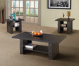 Rodez black oak coffee table front view with lower shelf