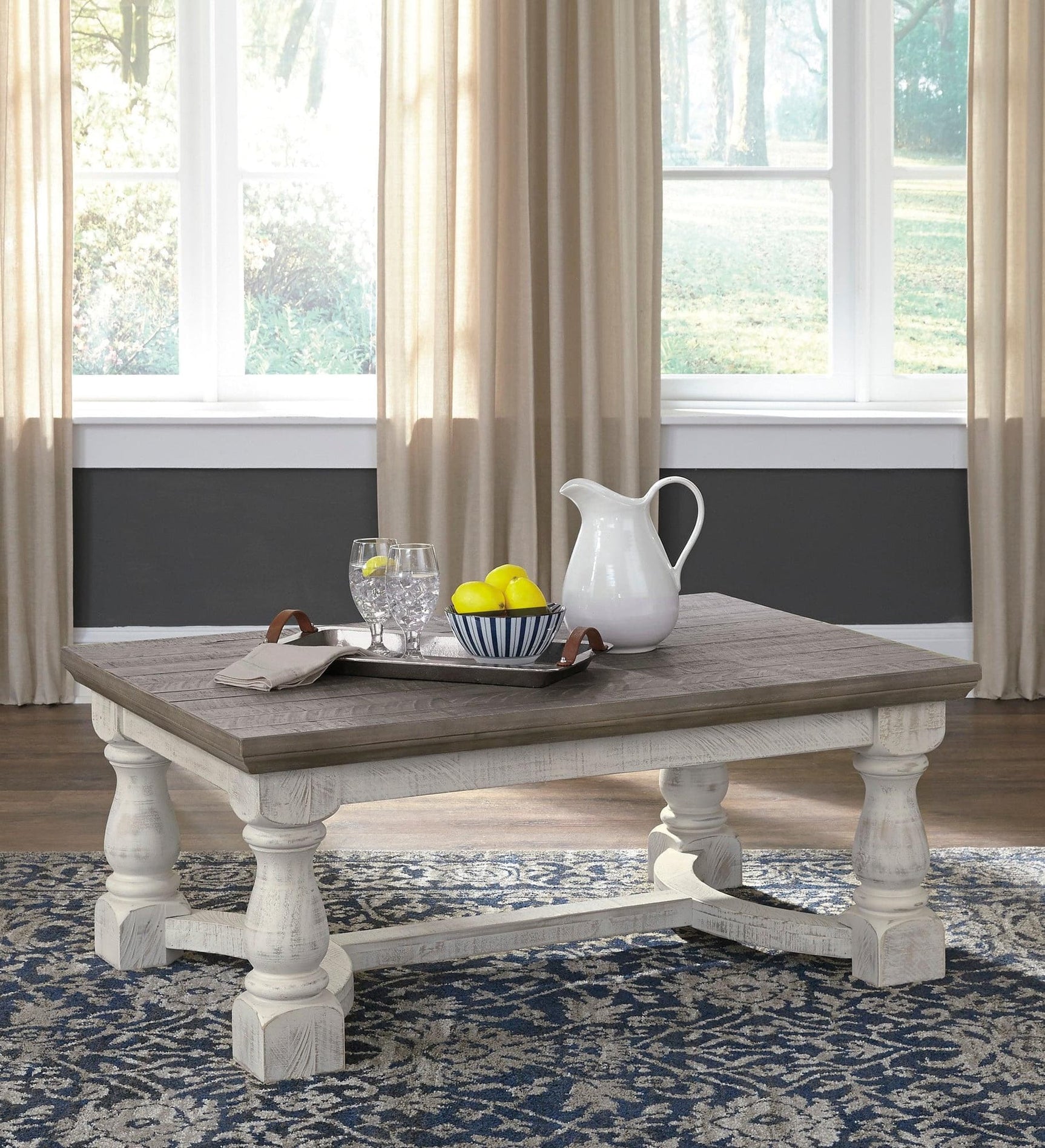 Havalance cocktail table T814-1 model front view showing gray and white colors