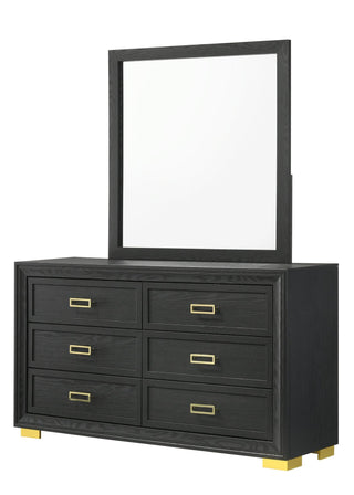Pepe Black Contemporary Dresser with 6 spacious drawers, front view