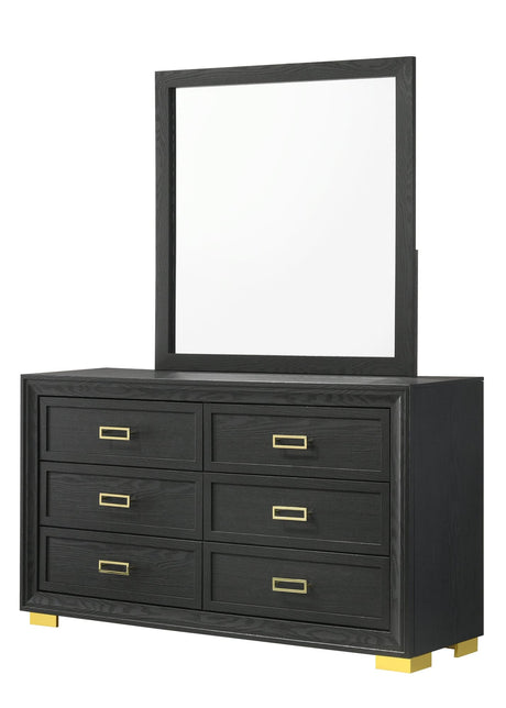 Pepe Black Contemporary Dresser with 6 spacious drawers, front view