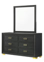 Pepe Black Contemporary Dresser with 6 spacious drawers, front view