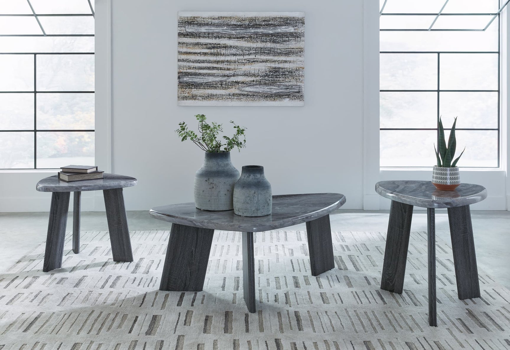 Bluebond Gray 3-Piece Table Set front angle