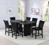 Main view of Onyx Faux Marble Counter Height Dining Table with 6 Velvet Chairs