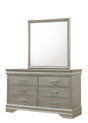 Amalia Silver Dresser front view showing 6 drawers