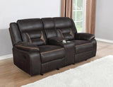 Greer Neutral Upholstered Tufted Back Glider Loveseat front view