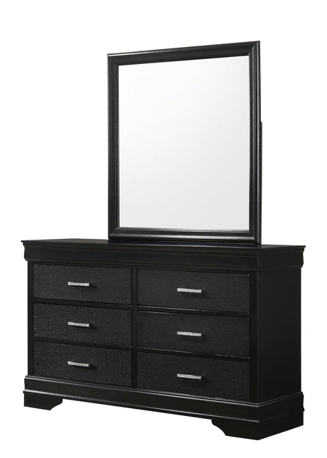 Amalia Black 6-Drawer Dresser front view