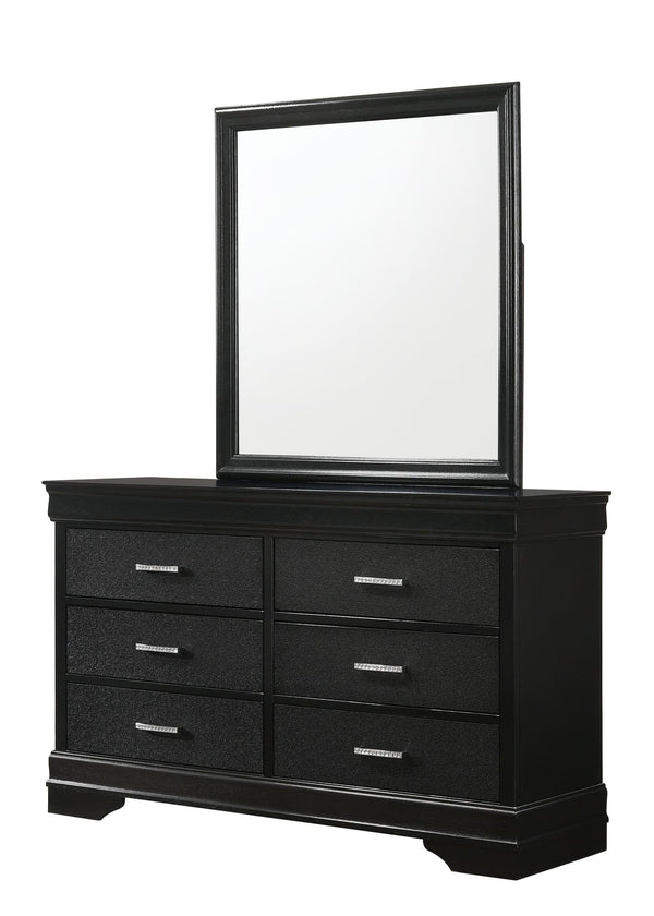 Amalia Black 6-Drawer Dresser front view