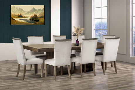 Front view of Dim Brown Dining Room Set with table and chairs
