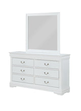 Louis Philip White Dresser front view showing 6 drawers