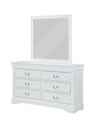 Louis Philip White Dresser front view showing 6 drawers