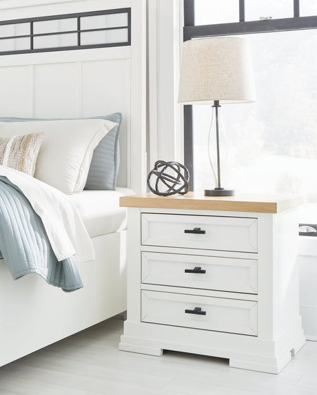 Ashbryn White and Natural Finish Nightstand front view