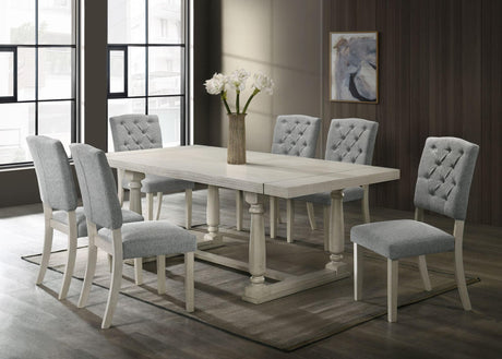 Henderson Antique White Dining Room Set with table and 6 chairs, side view