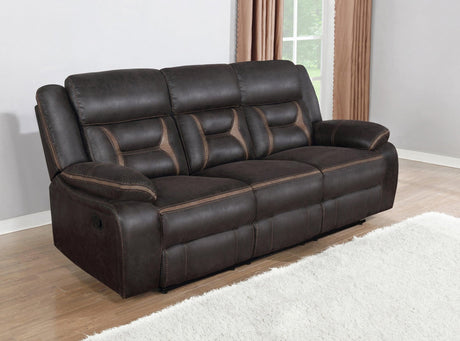 Greer sofa angled view in cocoa brown upholstery