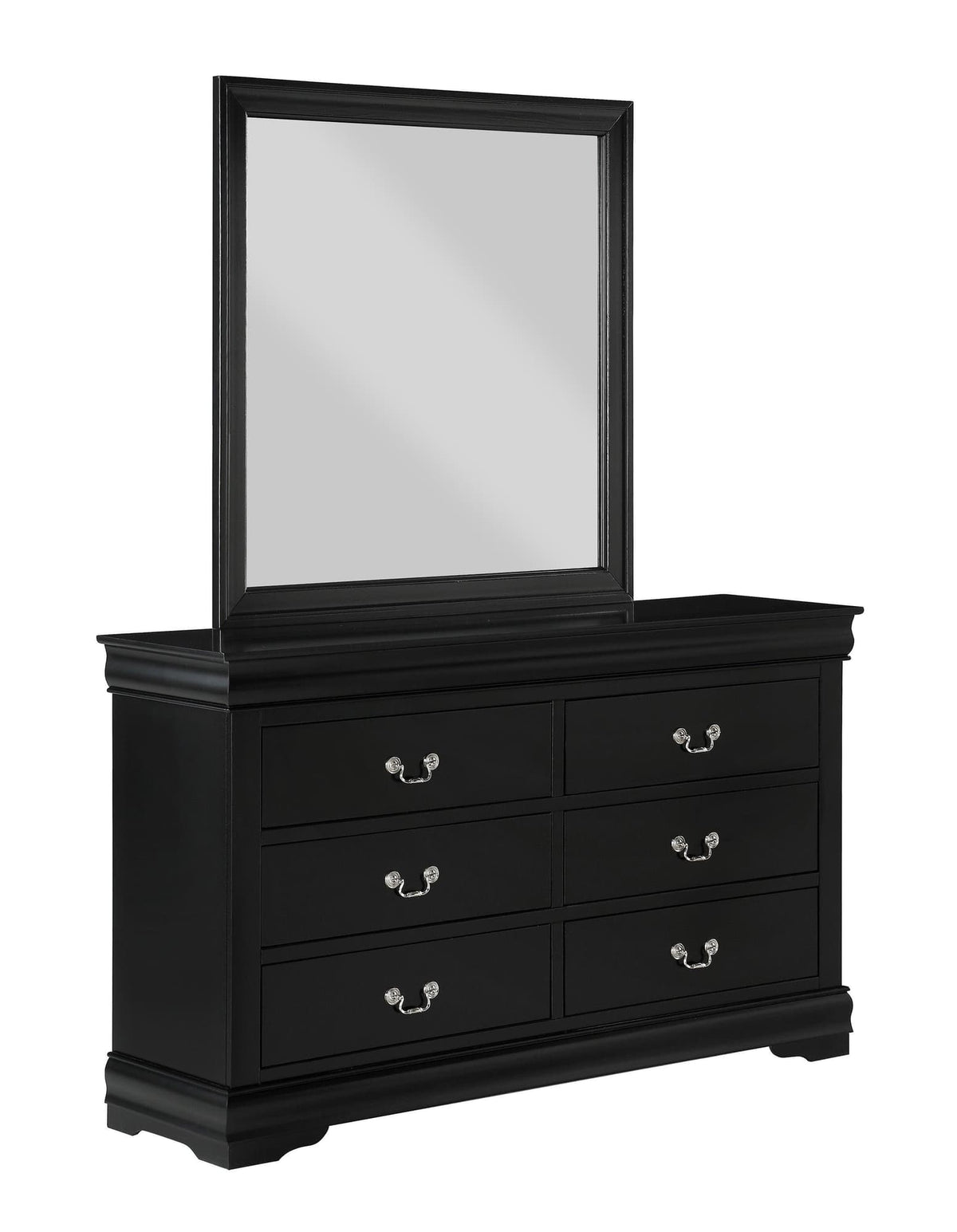 Louis Philip Black Dresser front view showing 6 drawers