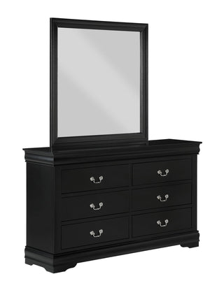 Louis Philip Black Dresser front view showing 6 drawers
