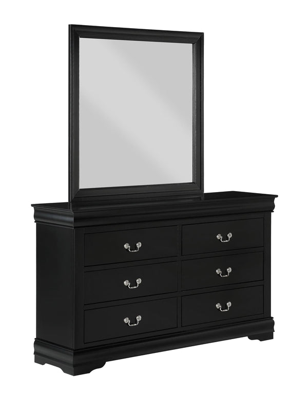 Louis Philip Black Dresser front view showing 6 drawers