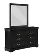 Louis Philip Black Dresser front view showing 6 drawers