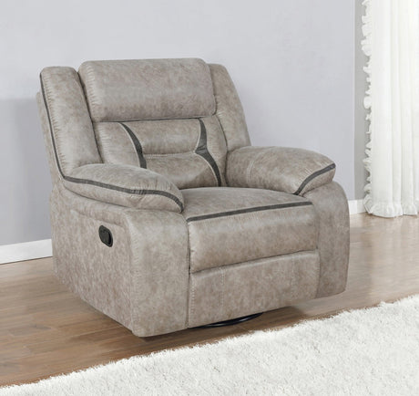 Greer Upholstered Tufted Back Glider Recliner front view