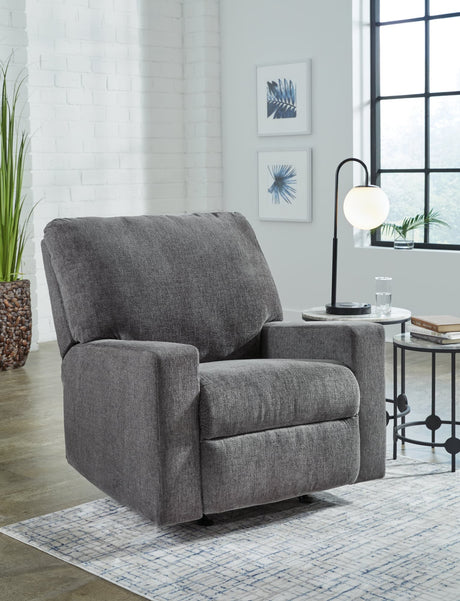 Rannis Pewter Chenille Recliner main view angled