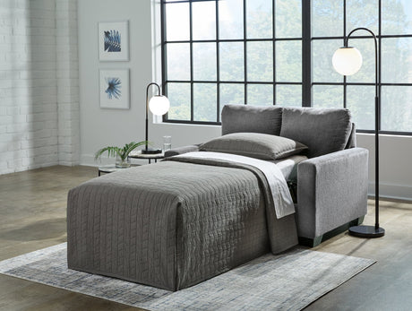 Rannis Pewter Chenille Twin Sofa Sleeper front view