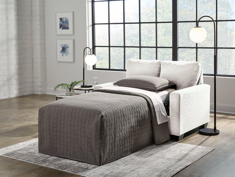 Rannis Snow chenille twin sofa sleeper front view