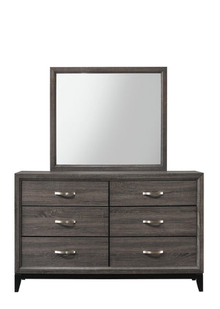 Akerson Grey Dresser front view with six drawers