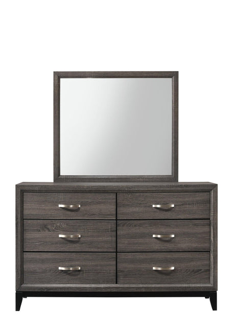 Akerson Grey Dresser front view with six drawers