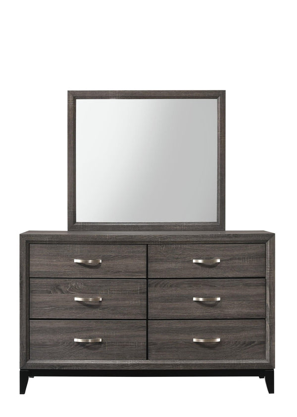 Akerson Grey Dresser front view with six drawers