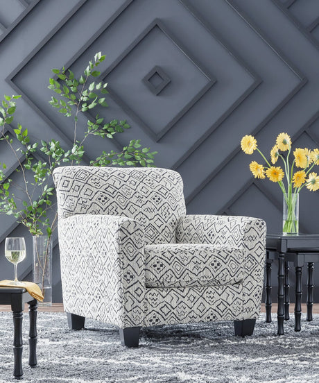 Hayesdale Black and Cream Accent Chair front angle view