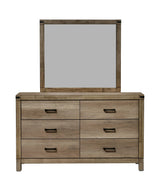 Matteo 6-drawer dresser front view with rustic woodgrain melamine finish