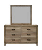 Matteo 6-drawer dresser front view with rustic woodgrain melamine finish