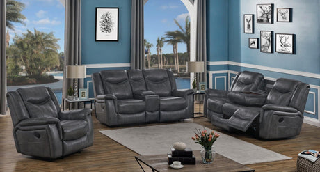 Conrad Grey Upholstered Motion Sofa front view