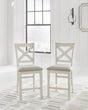 Robbinsdale Antique White Upholstered Counter Height Barstool front angle