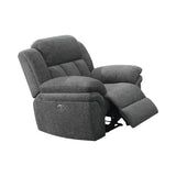 Bahrain Upholstered Power Glider Recliner Charcoal front angled view