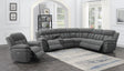 Bahrain 6-Piece Charcoal Upholstered Motion Sectional front view
