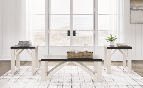 Dorrinson Antique White 3-piece table set with coffee and two end tables