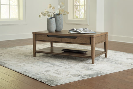 Roanhowe brown wooden rectangular coffee table front view
