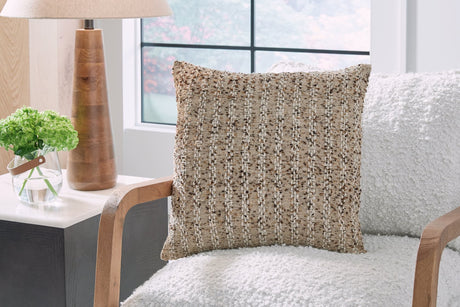 Vorlane pillow set of 4 with tan, brown, and white stripes - front view