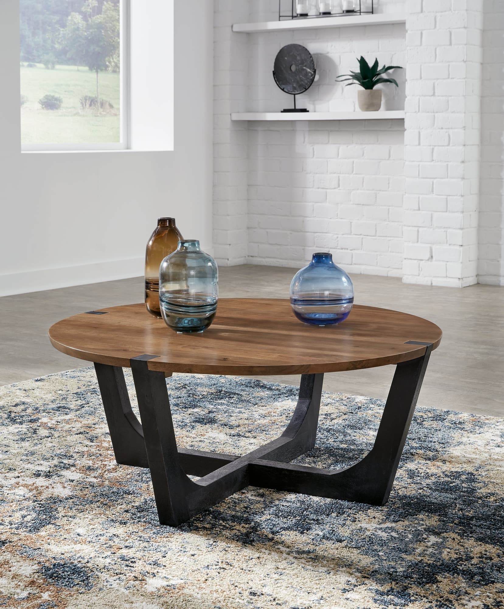 Hanneforth Coffee Table angled side view showing two-tone finish