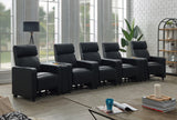 Toohey black tufted upholstered recliner home theater set front view