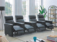 Toohey black tufted upholstered recliner home theater set angled view