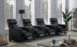 Toohey black upholstered tufted recliner home theater set frontal view
