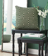 Digover Green Ivory Pillow set of 4, front view showing geometric pattern