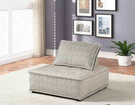 Bales Happy Beige Armless Modular Accent Chair front view with tufted detail