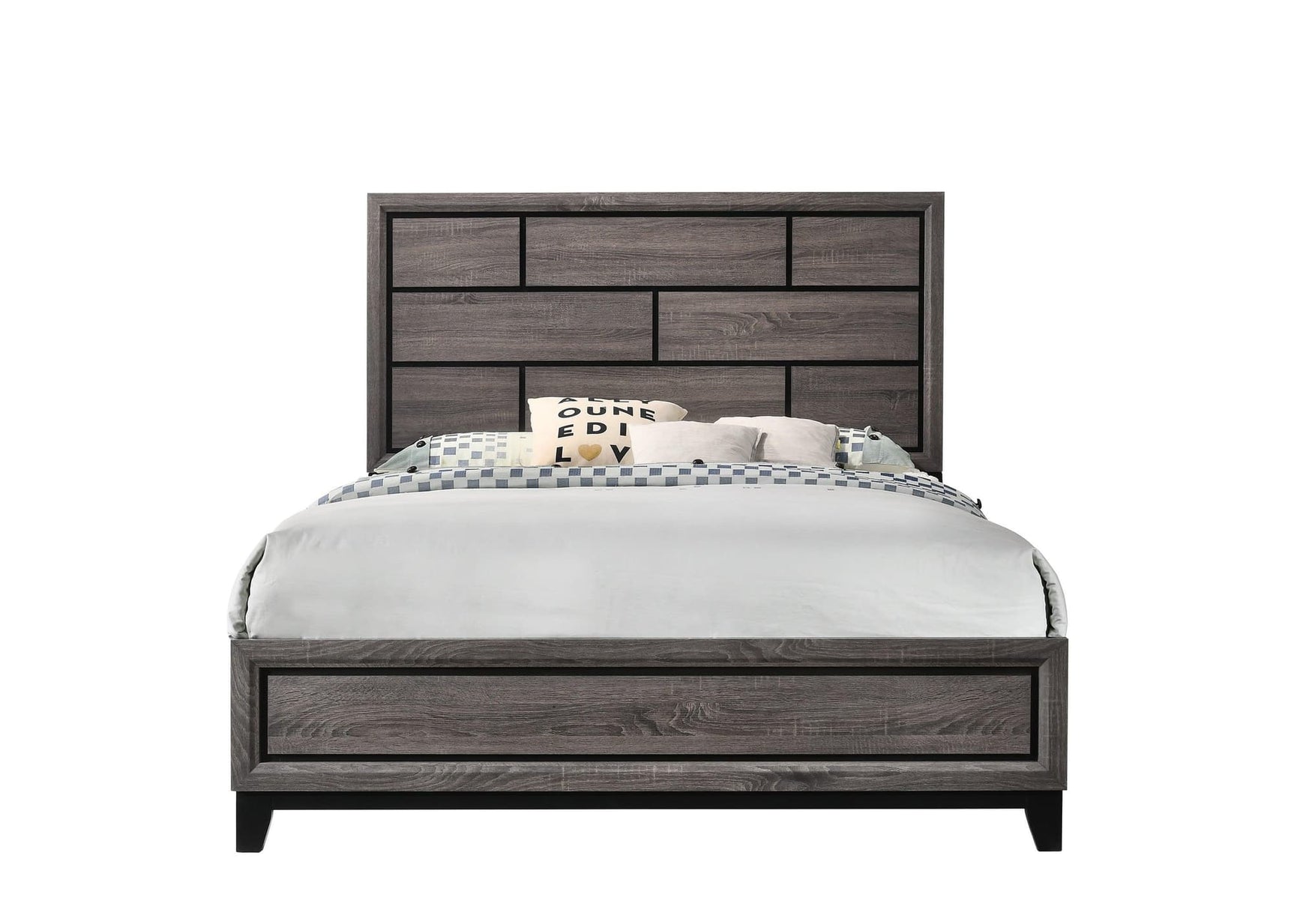 Akerson Gray Finish Wood Full Panel Bed front angle
