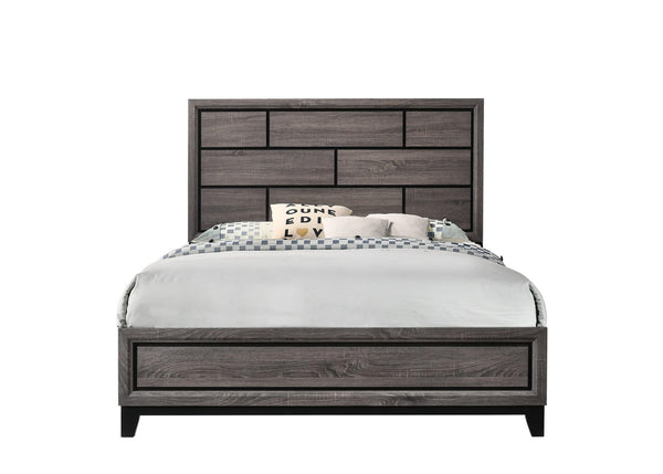Akerson Gray Finish Wood Full Panel Bed front angle