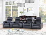 Cyrus black upholstered recliner living room set front view