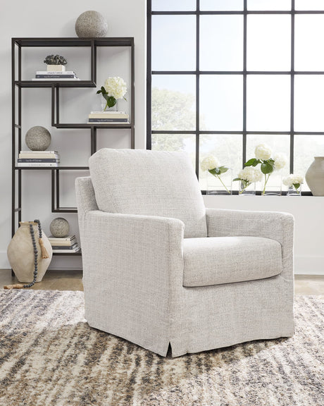 Nenana Next-Gen Nuvella Stone Swivel Glider Accent Chair front angle view