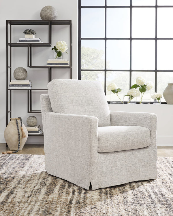 Nenana Next-Gen Nuvella Stone Swivel Glider Accent Chair front angle view